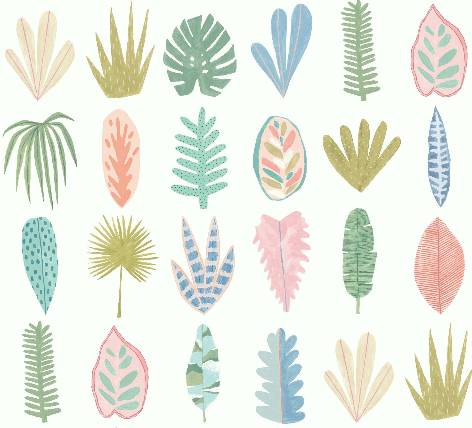 Leaf Boogie Wallpaper - Pastel - Ohpopsi