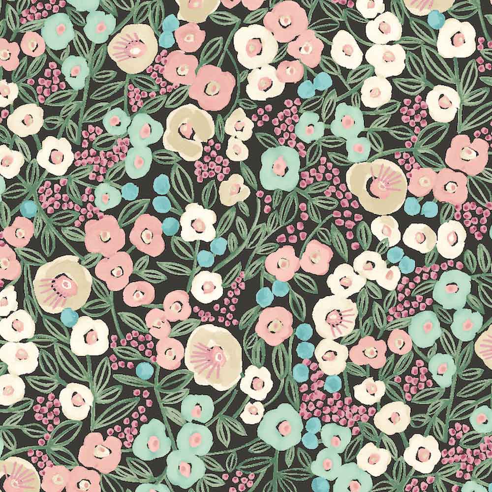Flora Ditsy Wallpaper - Midnight - Ohpopsi