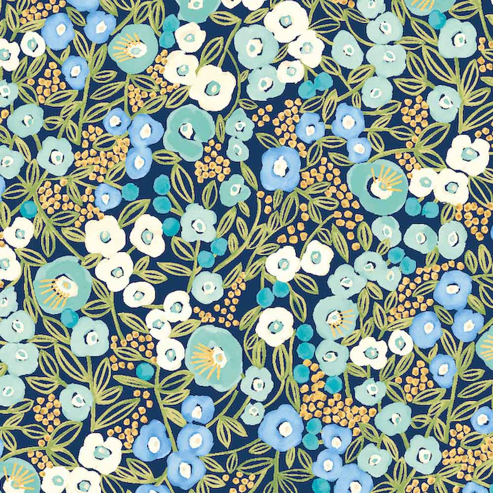 Flora Ditsy Wallpaper - Cerulean - Ohpopsi