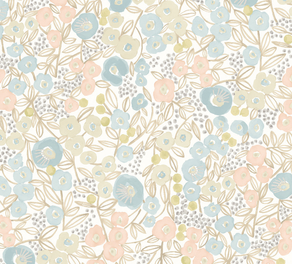 Flora Ditsy Wallpaper - Silver - Ohpopsi