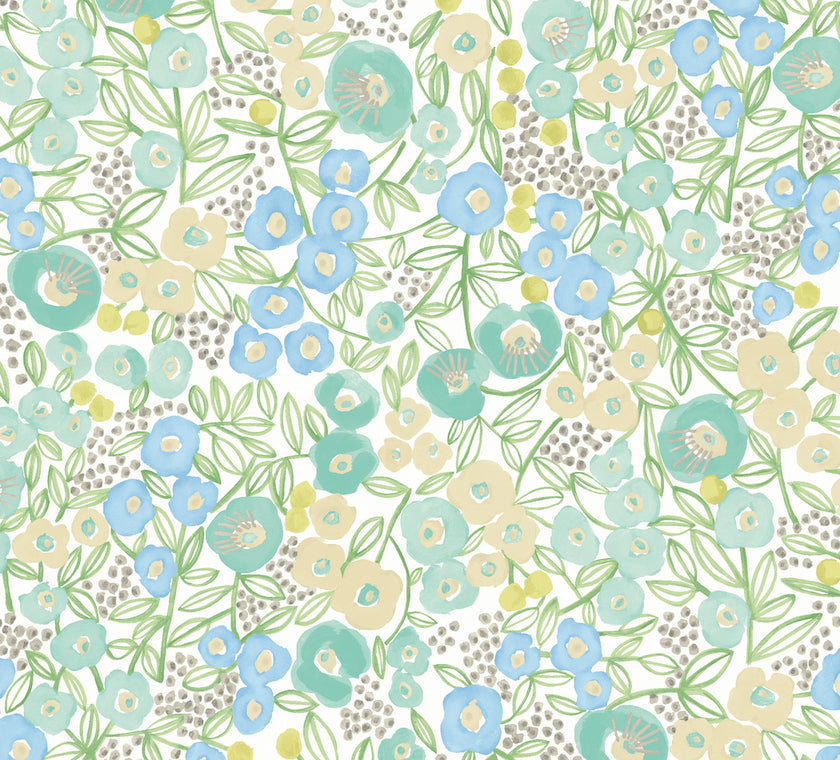 Flora Wallpaper - Teal - Ohpopsi