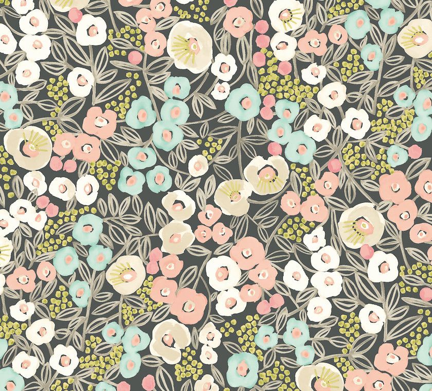 Flora Wallpaper - Midnight Blush - Ohpopsi