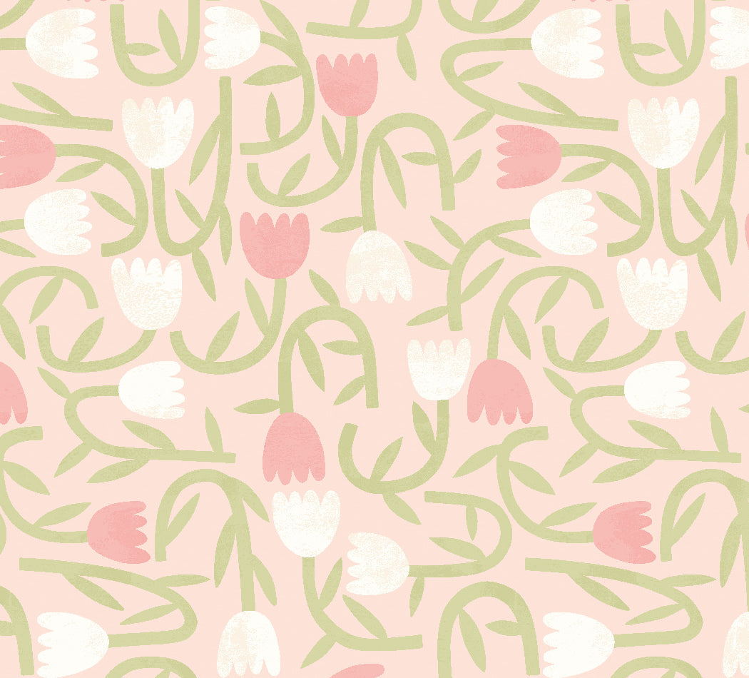 Tiny Tulip Wallpaper - Blush - Ohpopsi