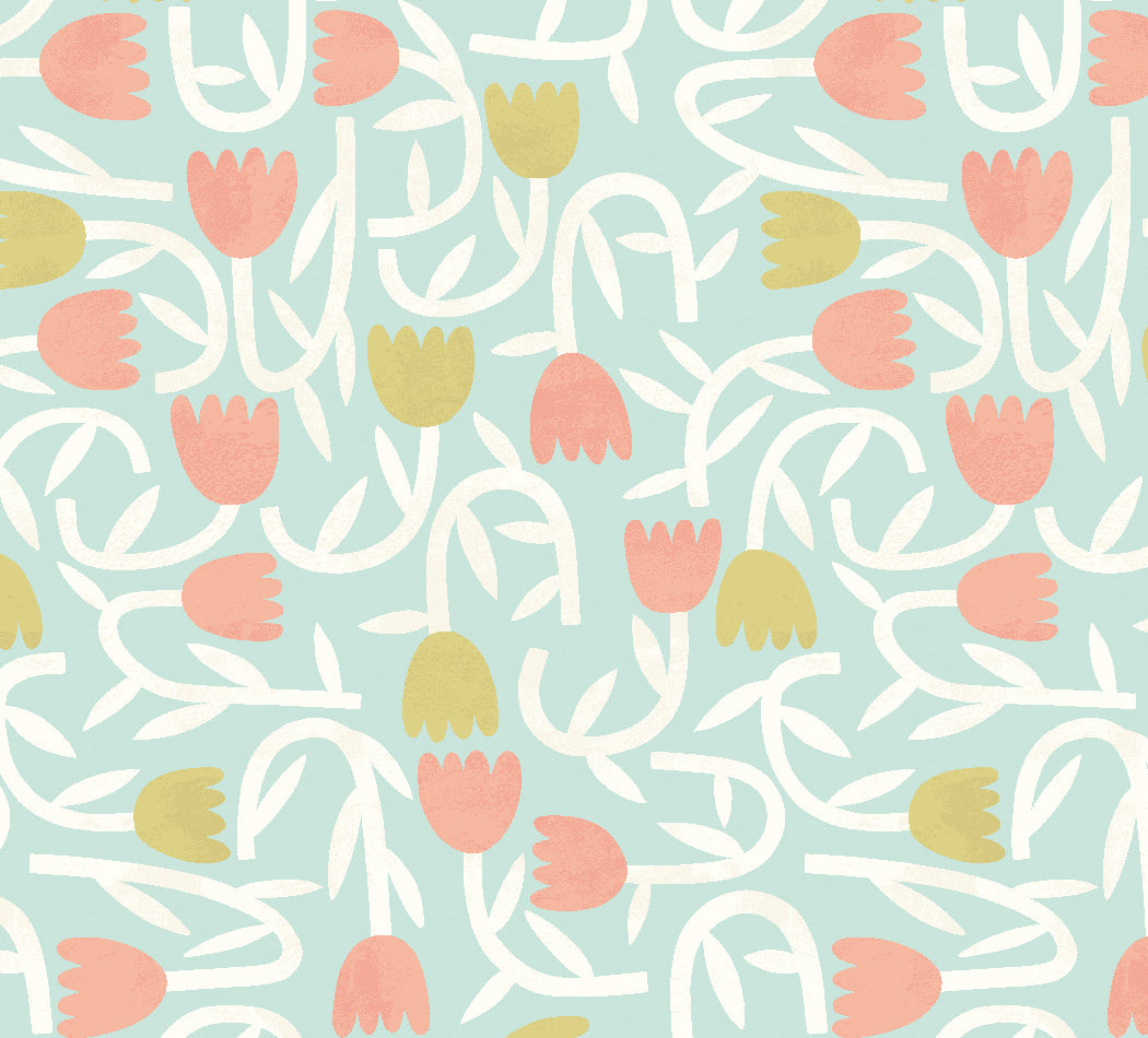 Tiny Tulip Wallpaper - Duckegg Mix - Ohpopsi