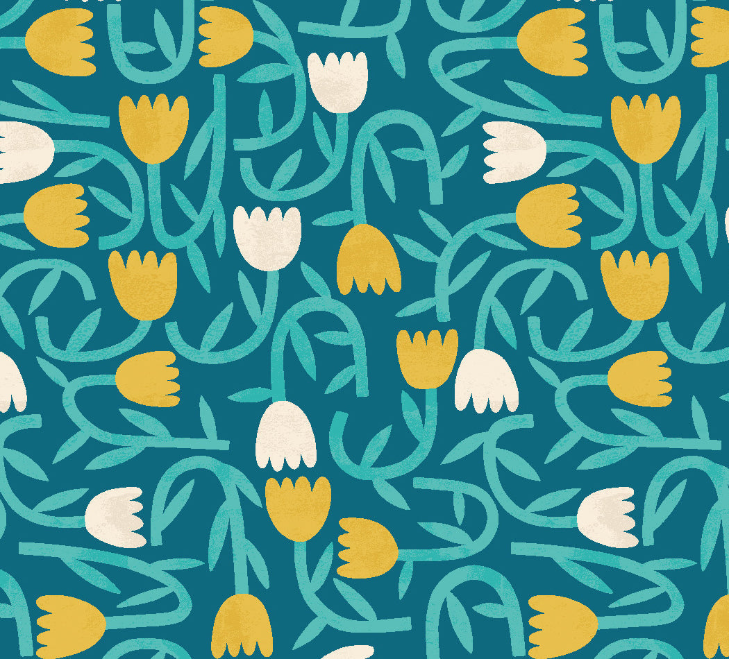 Tiny Tulip Wallpaper - Azure - Ohpopsi