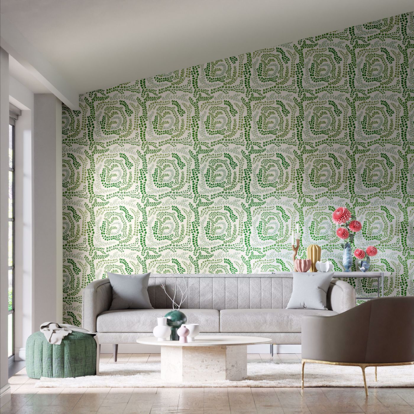 Fayola Room Wallpaper - Clover/Chalk