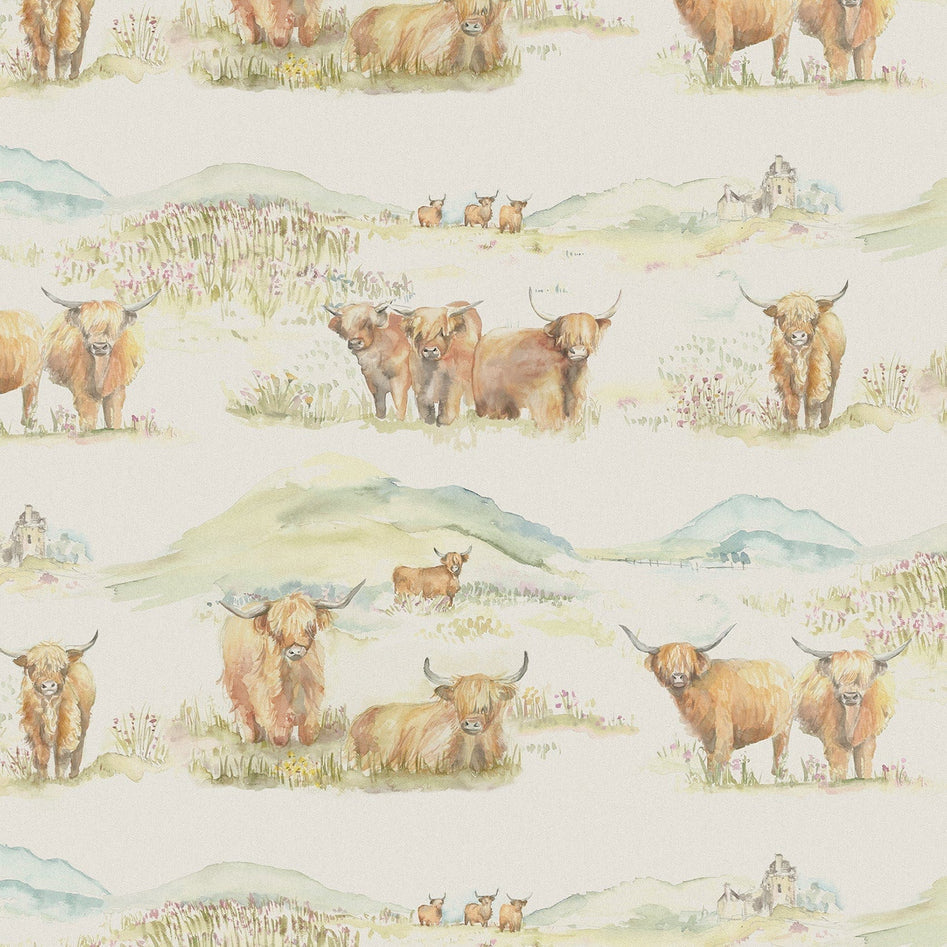 Highland Cattle Linen Fabric