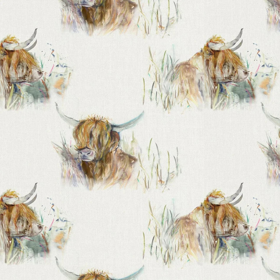 Highland Coo Linen Fabric