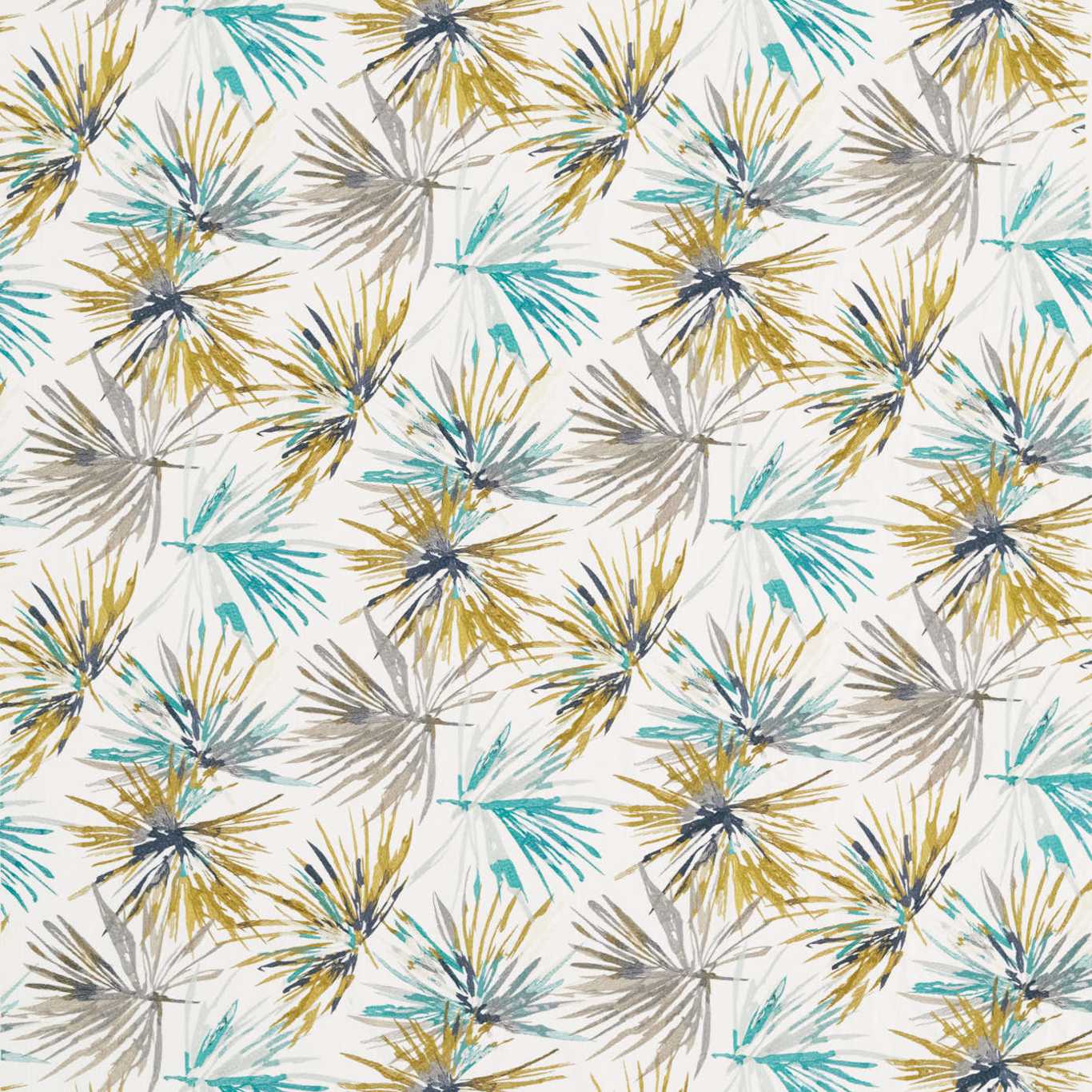 Aucuba Fabric - Teal/Zest