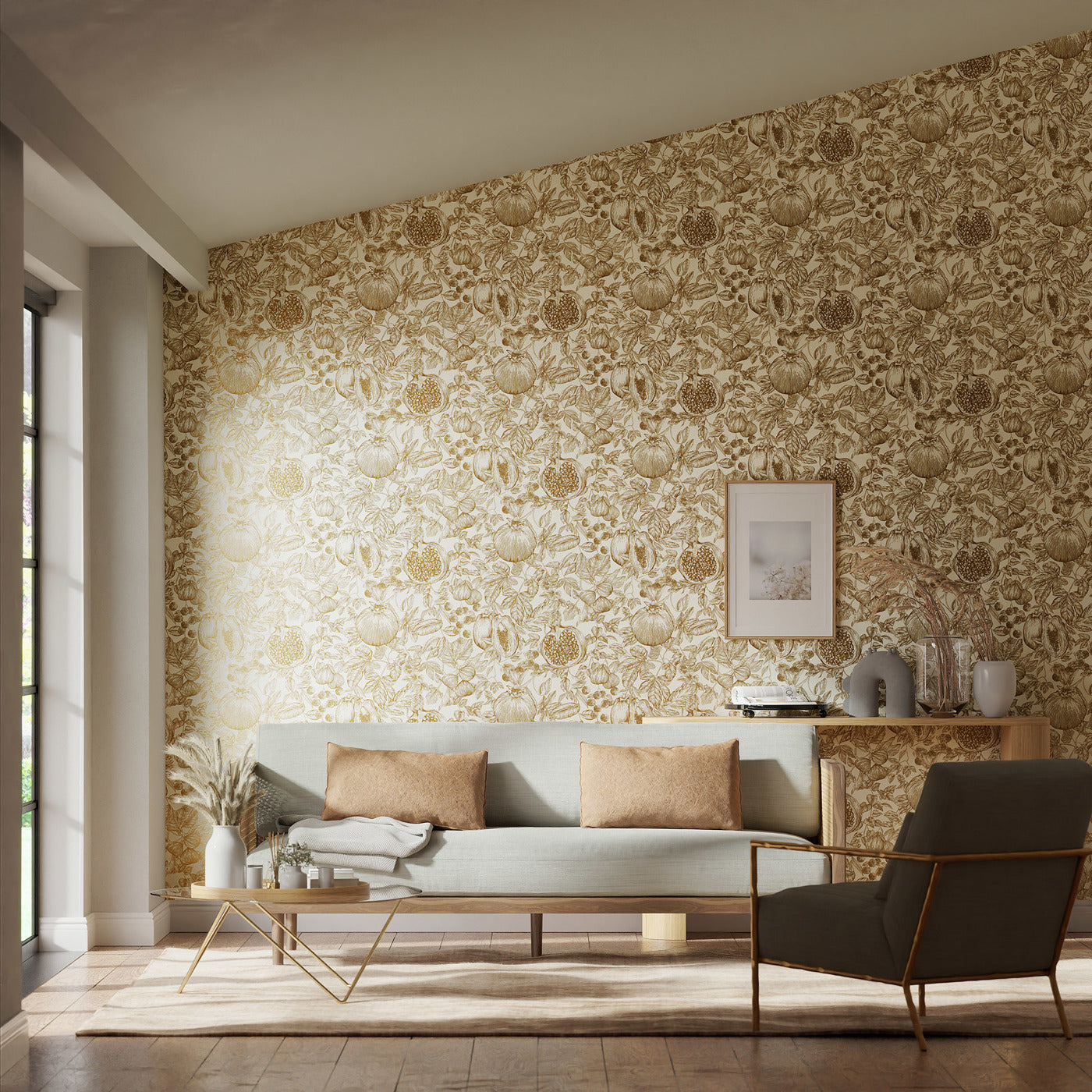 Melograno Room Wallpaper - Gold/Awakening