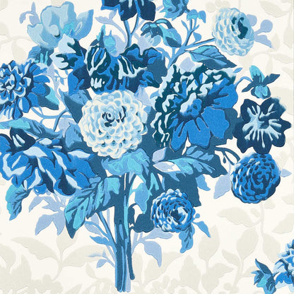 Dahlia Bunch Wallpaper - Lapis