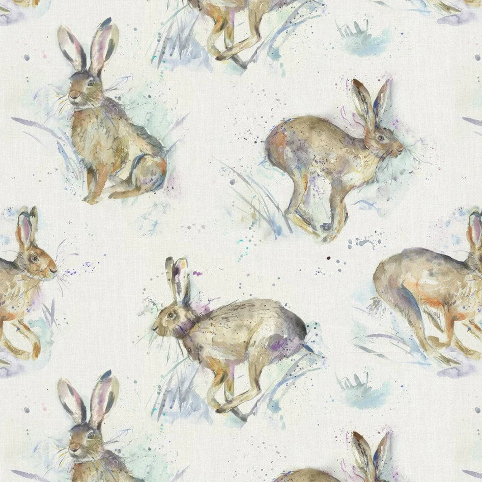 Hurtling Hares Linen Fabric