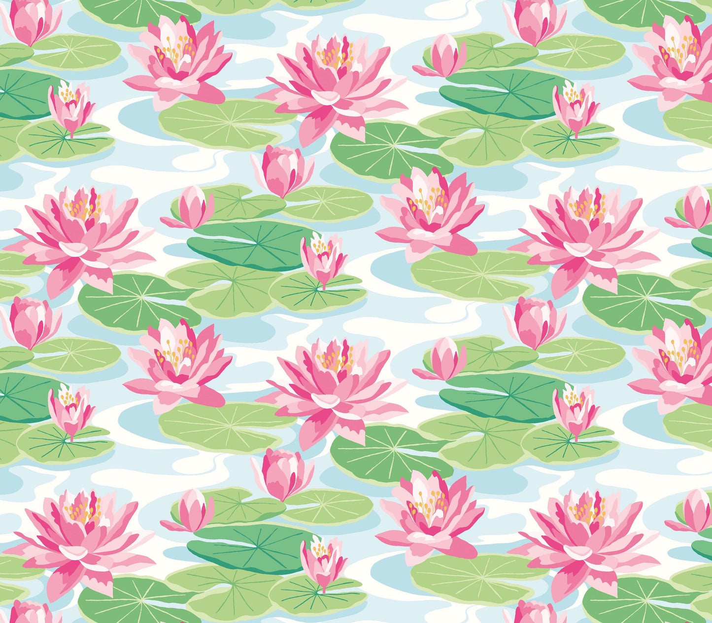 Waterlily Wallpaper - Sky & Rose - Ohpopsi