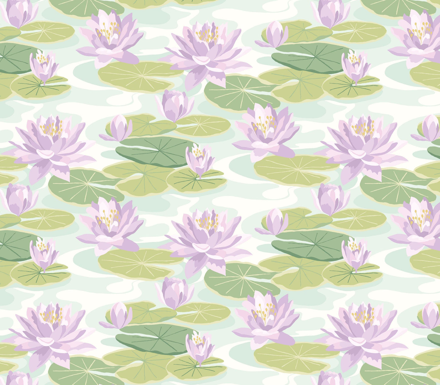 Waterlily Wallpaper - Powder Blue & Lilac - Ohpopsi
