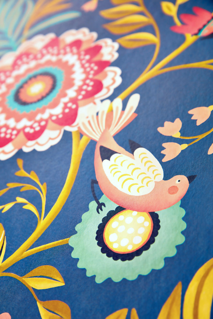 Ichika Trail Wallpaper - Royal Blue & Gold - Ohpopsi