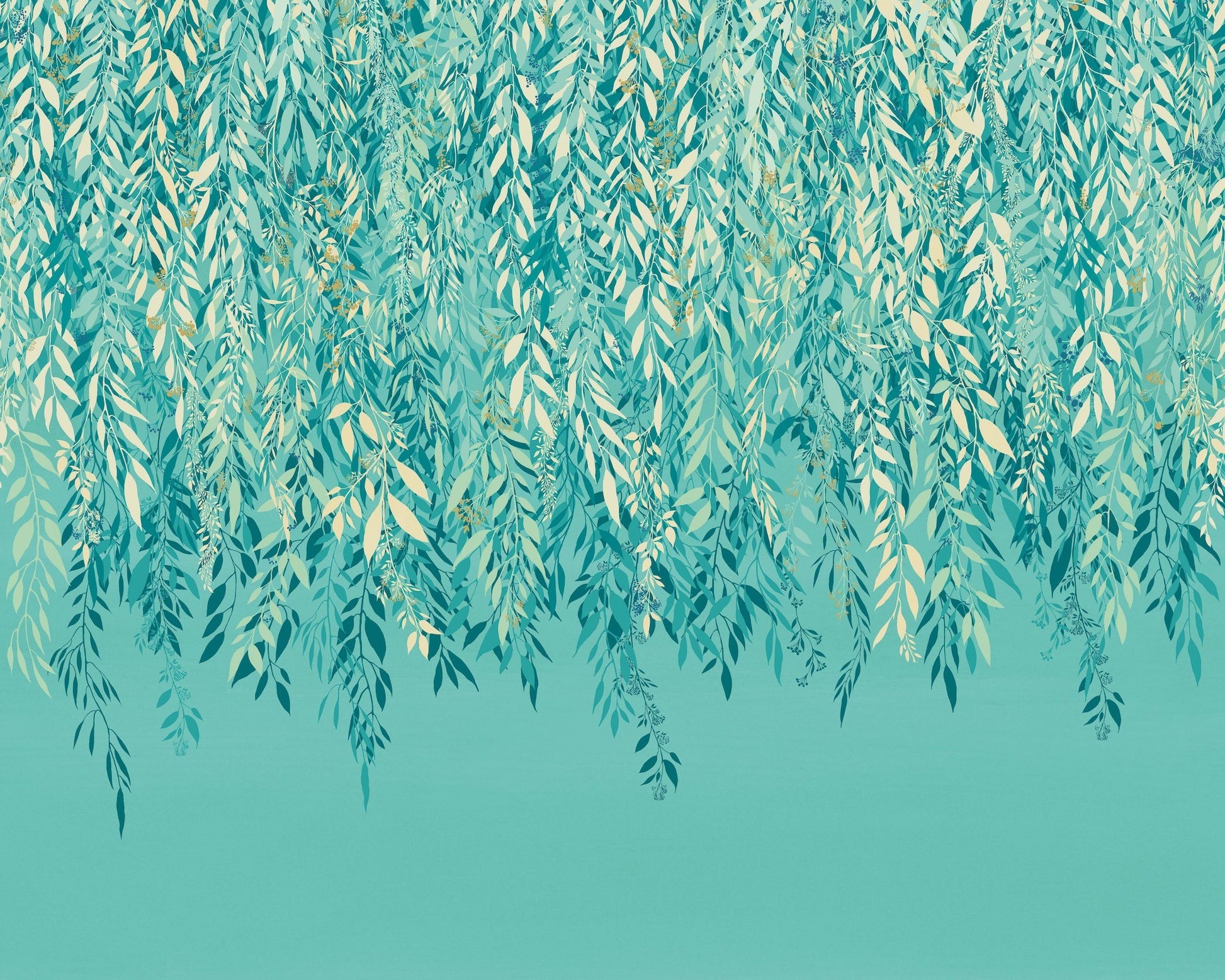 Cascading Willow Wallpaper - Turquoise - Ohpopsi