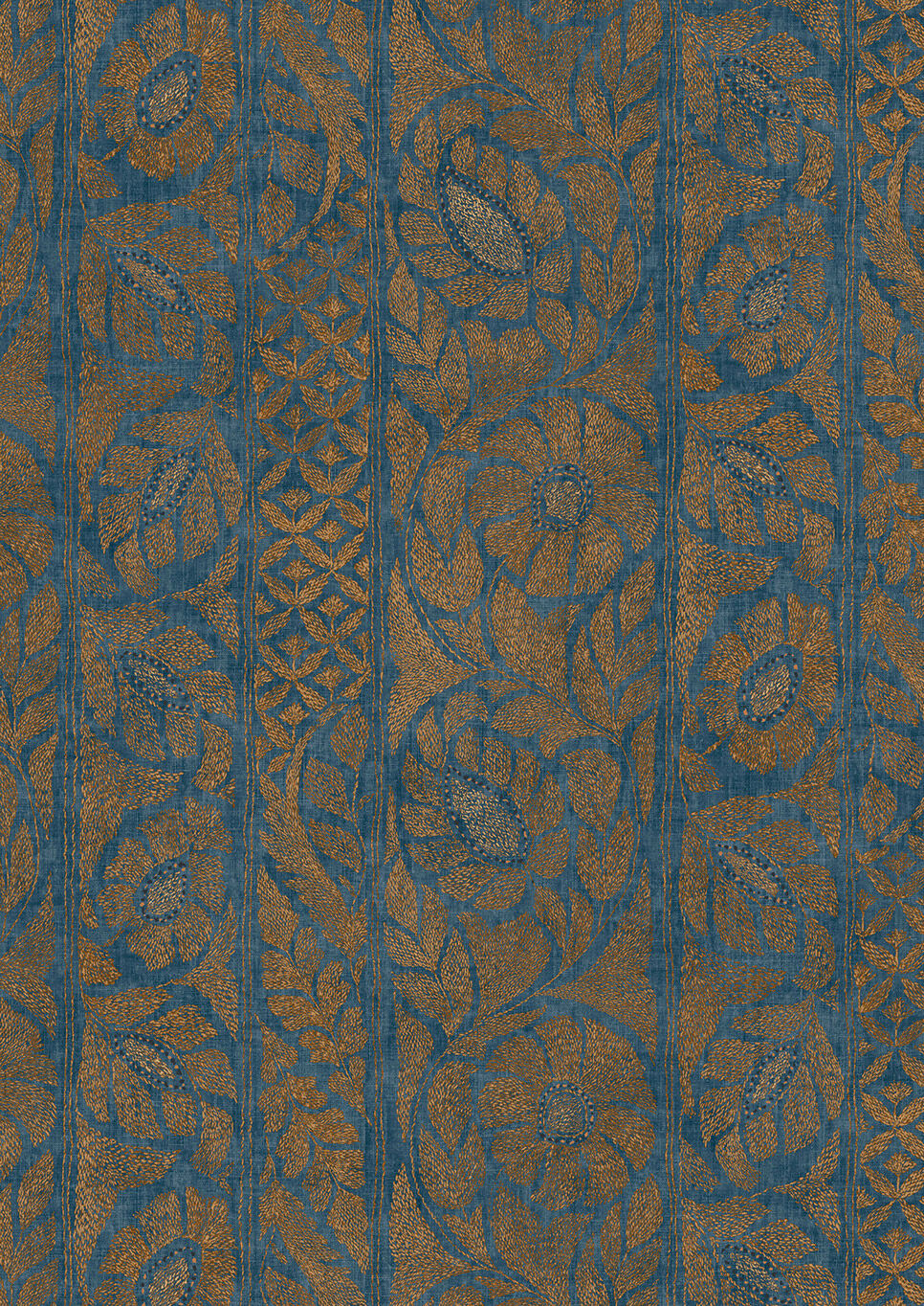 Kashmiri Copper Blue Fabric - Lewis & Wo