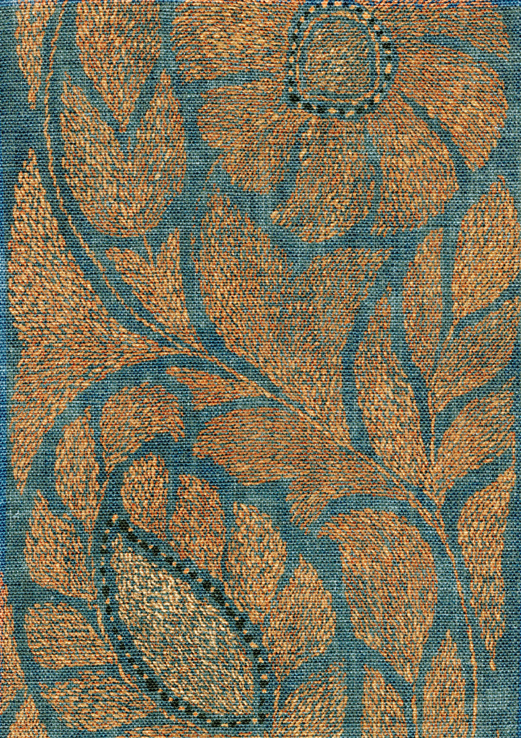 Kashmiri Copper Blue Fabric - Lewis & Wo