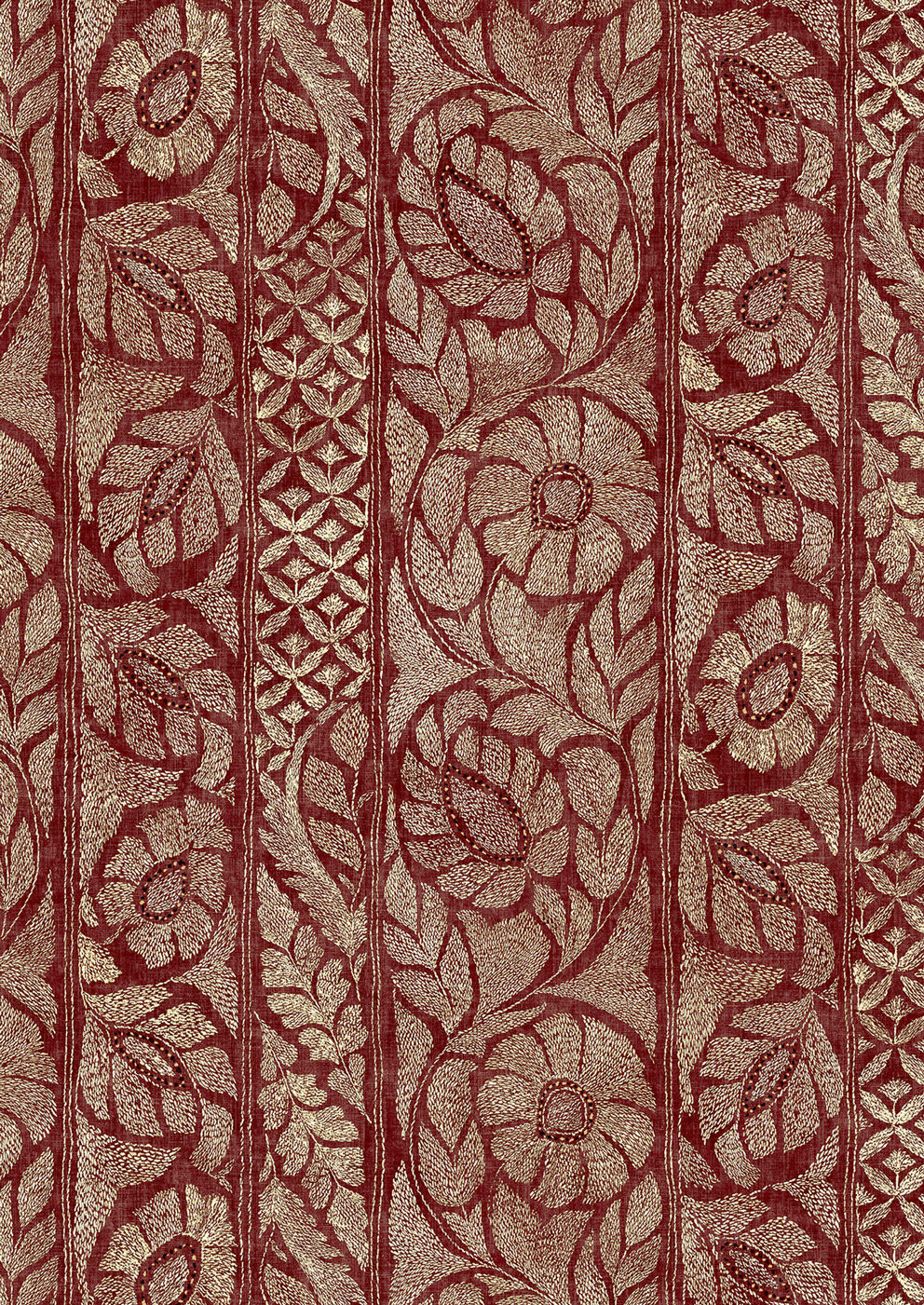 Kashmiri Garnet Gold Fabric - Lewis & Wo