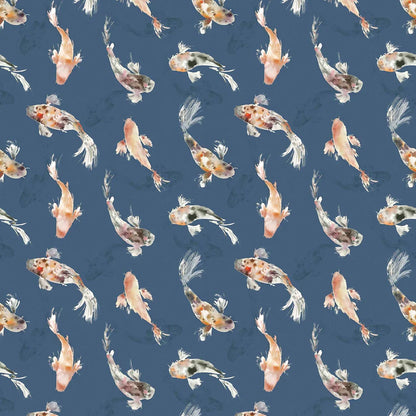 Koi Carp Linen Amber Fabric