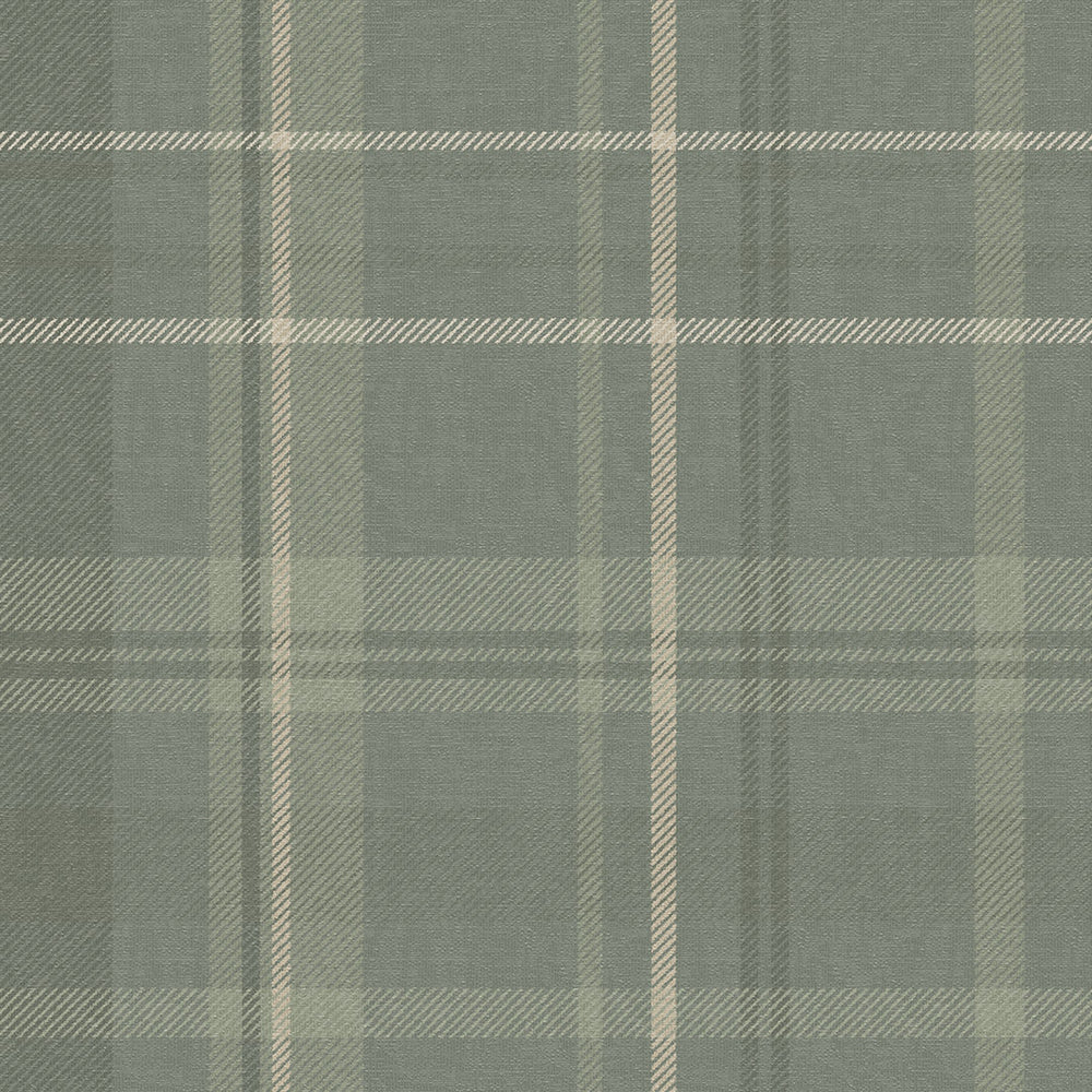 Heritage Tartan Wallpaper in Nettle Green and Vintage Cream - Lucie Annabel