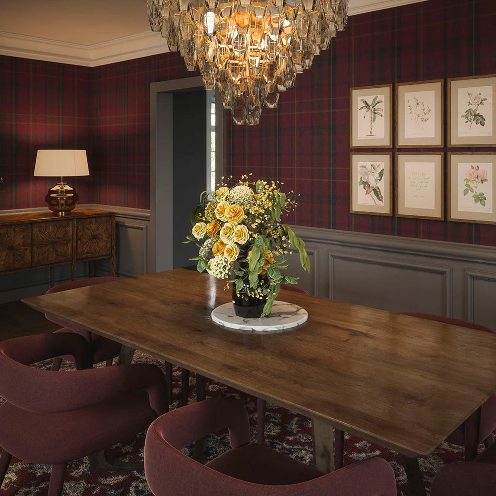 Heritage Tartan Wallpaper in Fig, Oxford Blue and Thistle Green - Lucie Annabel