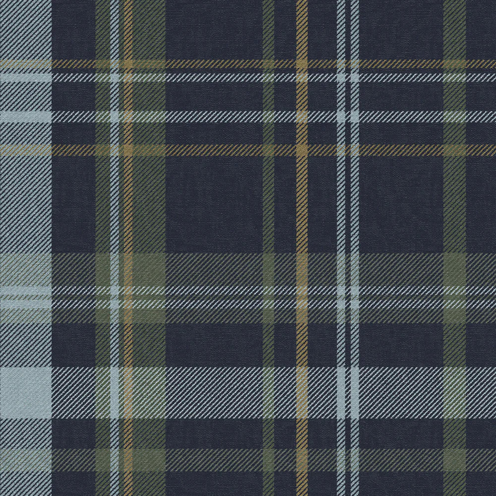 Heritage Tartan Wallpaper in Egyptian Blue and Mineral - Lucie Annabel