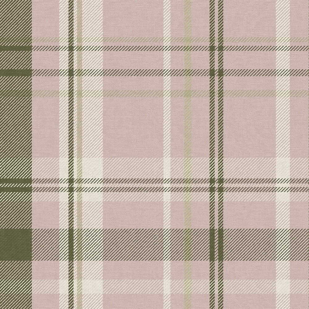 Heritage Tartan Wallpaper in Vintage Rose and Sage - Lucie Annabel