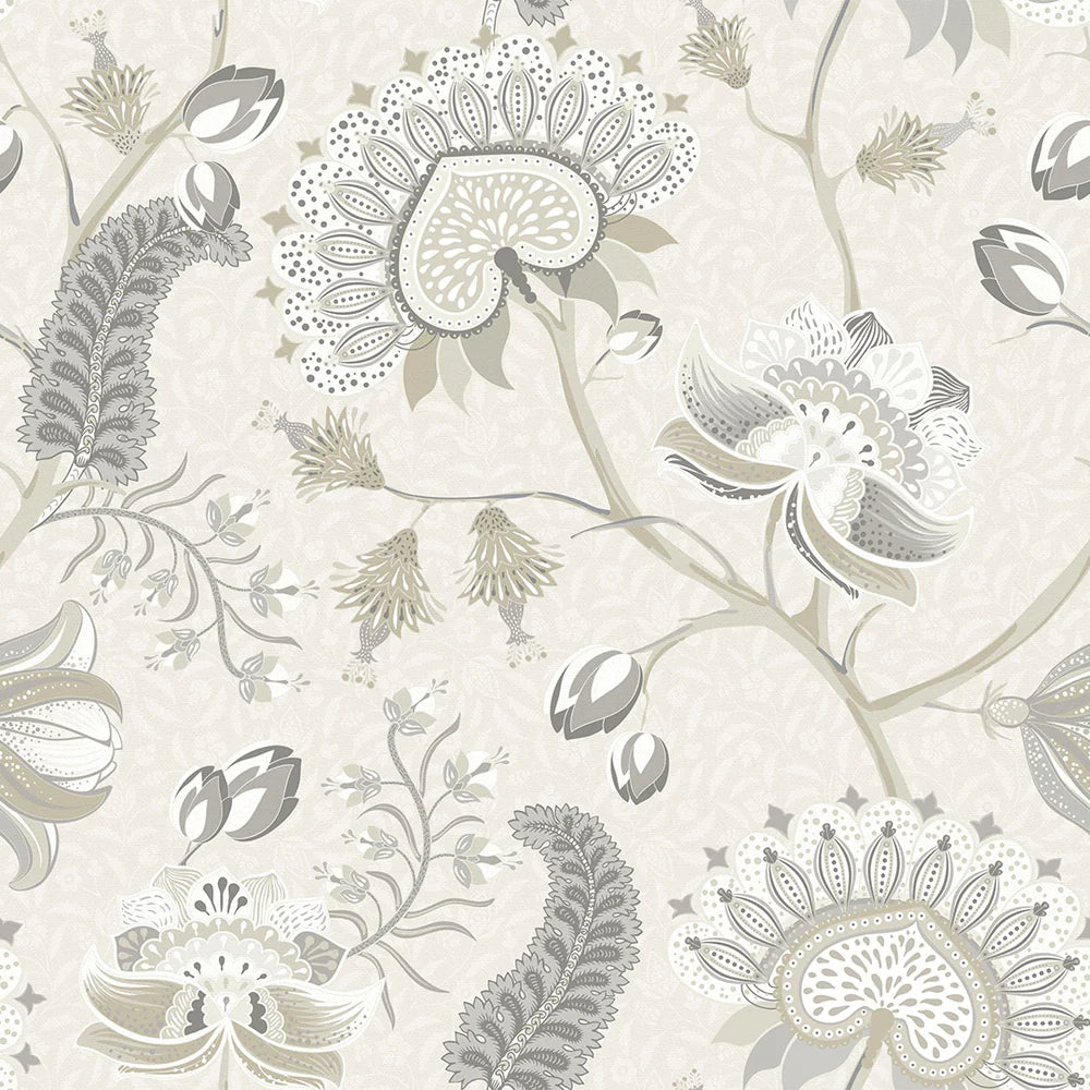 Beaumont Wallpaper in Soft Neutrals on Ecru - Lucie Annabel