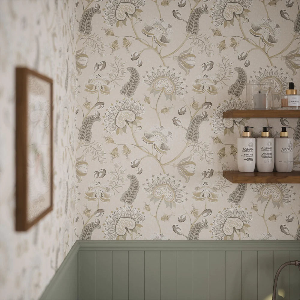 Beaumont Wallpaper in Soft Neutrals on Ecru - Lucie Annabel