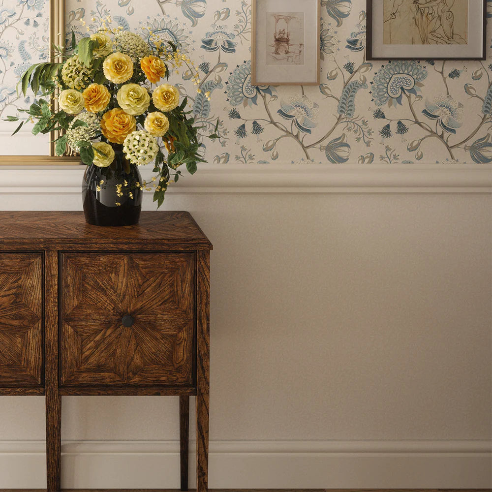 Beaumont Plain Wallpaper in Ecru