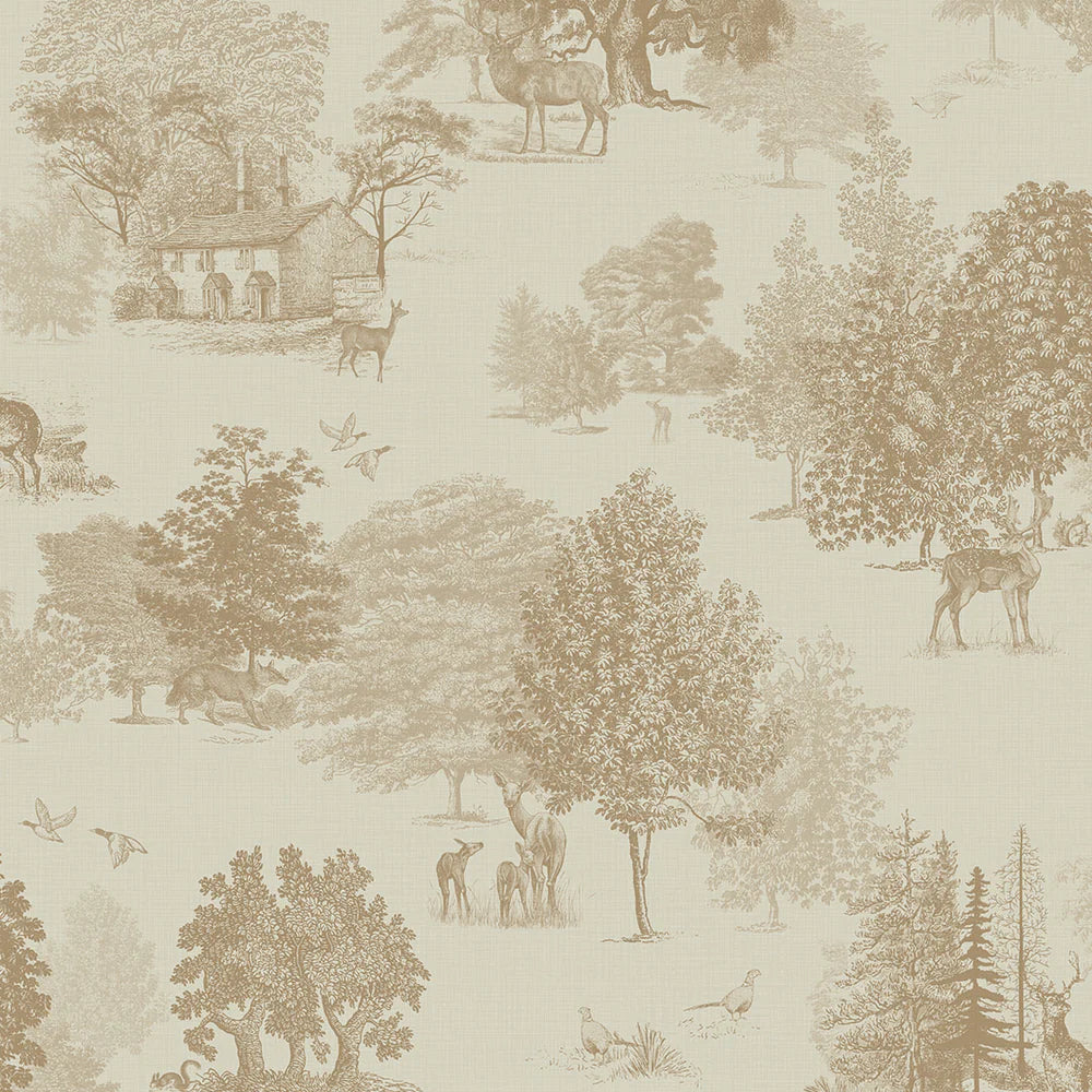 Toile De Jouy Wallpaper in Sandstorm - Lucie Annabel