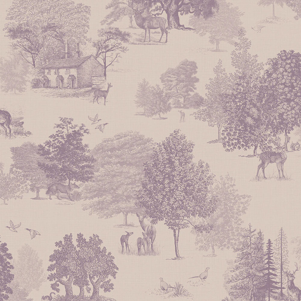 Toile De Jouy Wallpaper in Lavender - Lucie Annabel