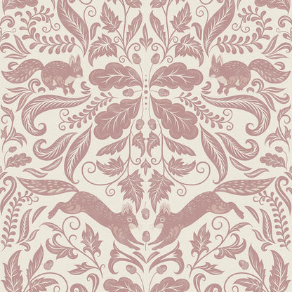 The Secret Squirrel Wallpaper in Rosewood - Lucie Annabel