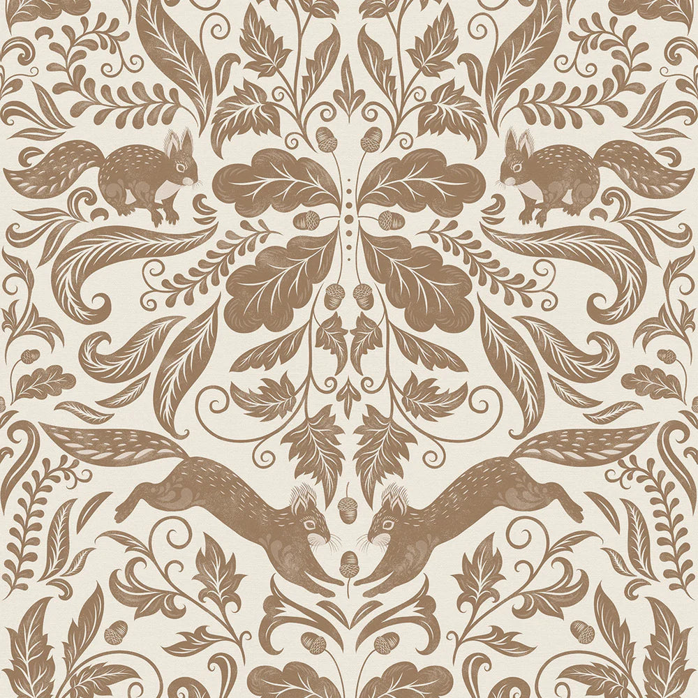 The Secret Squirrel Wallpaper in Cocoa - Lucie Annabel