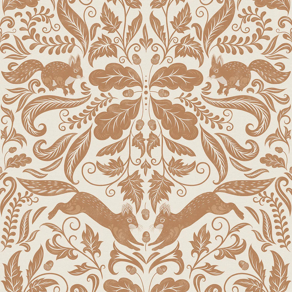 The Secret Squirrel Wallpaper in Spice - Lucie Annabel