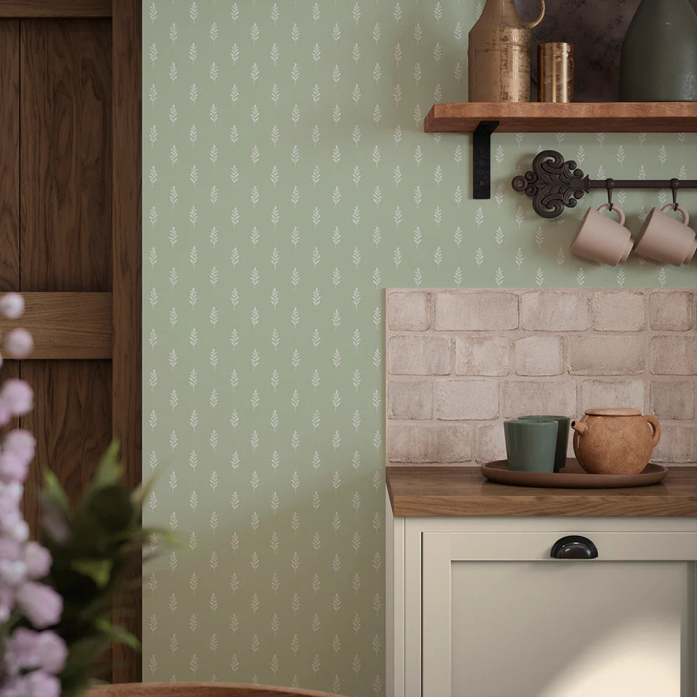 Rowan Wallpaper in Pistachio Green - Lucie Annabel