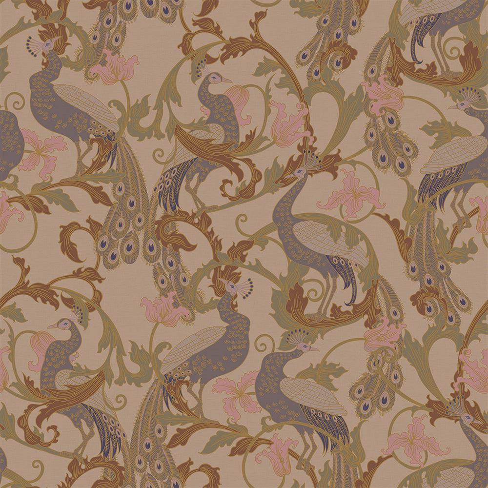 Aubrey Wallpaper in Shades of Mauve on Gold - Lucie Annabel