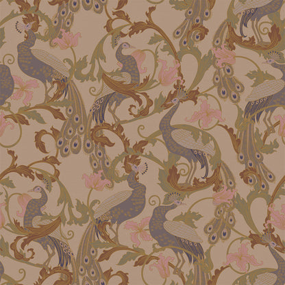 Aubrey Wallpaper in Shades of Mauve on Gold - Lucie Annabel