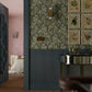 Aubrey Wallpaper in Classic Navy and Ochre on Forest Green - Lucie Annabel