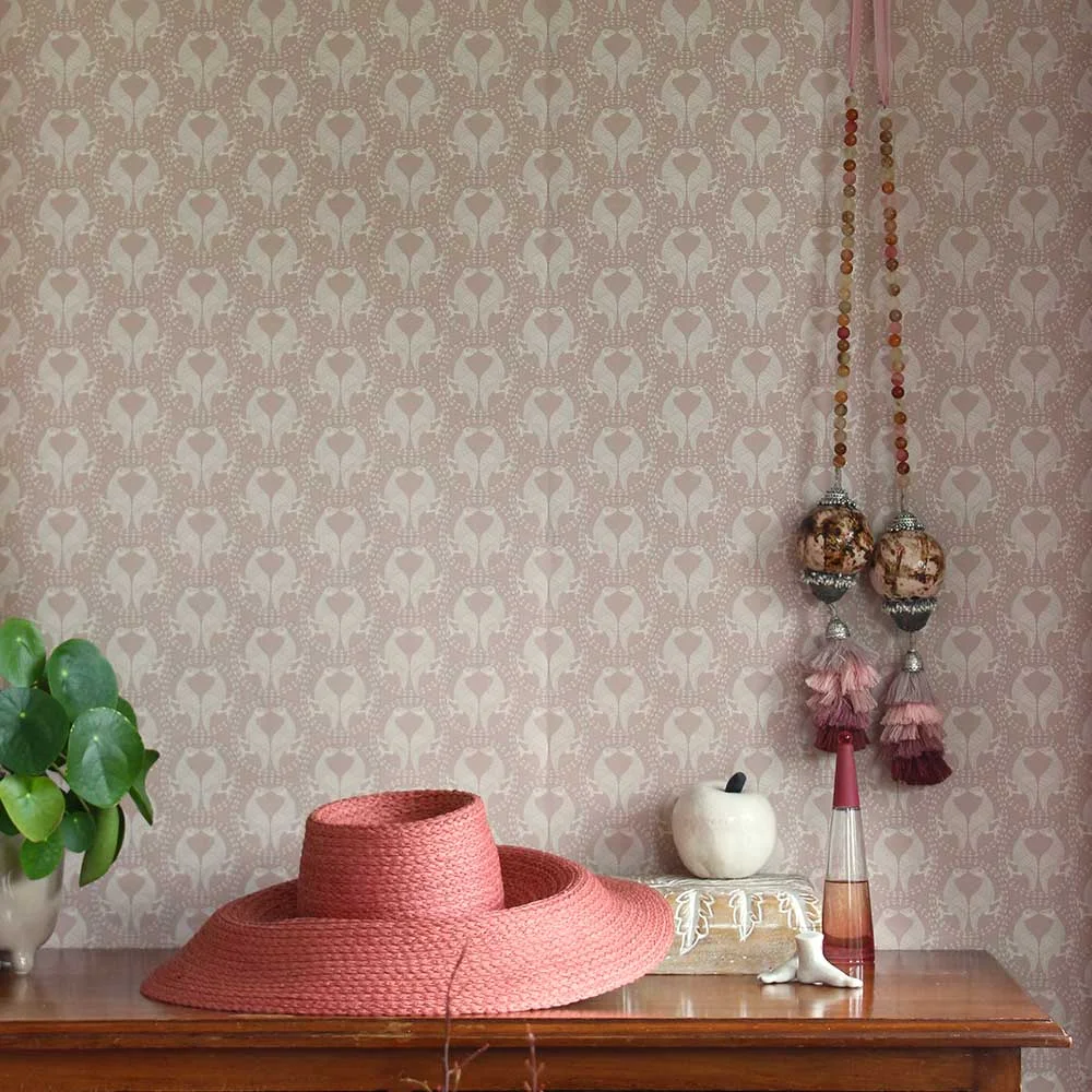 Love Birds Wallpaper - Blush - Petronella Hall