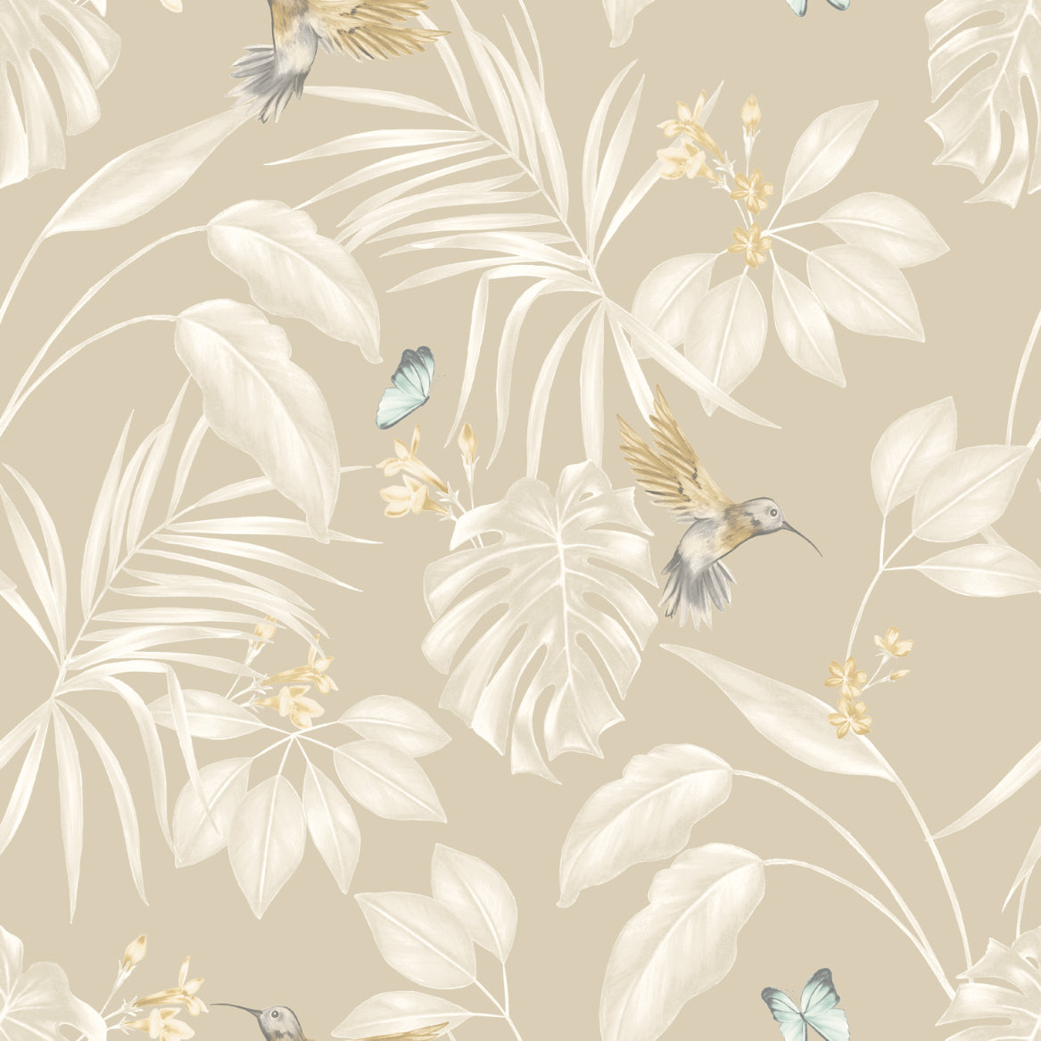 Hummingbird Wallpaper - Straw - Ohpopsi