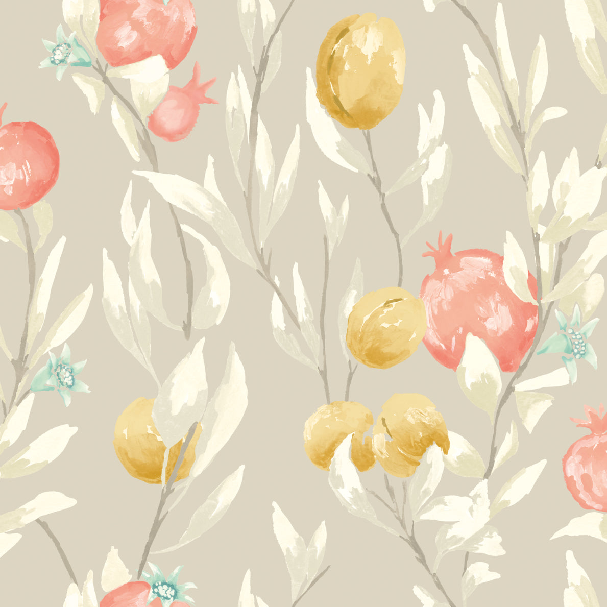 Pomegranate Trail Wallpaper - Parchment - Ohpopsi