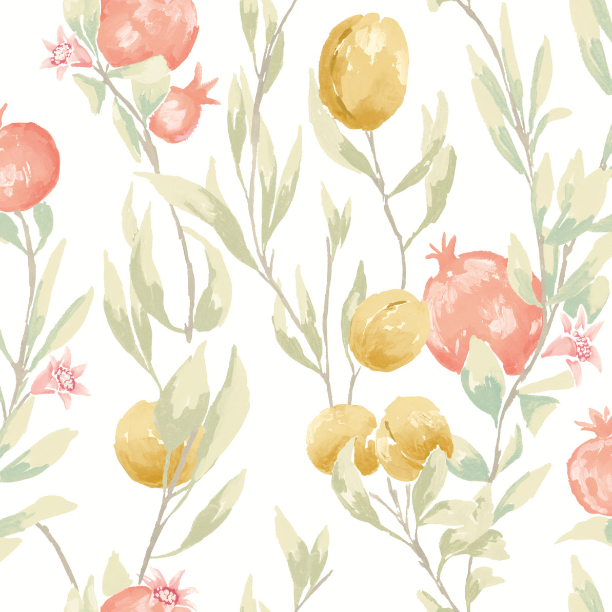 Pomegranate Trail Wallpaper - Olive - Ohpopsi
