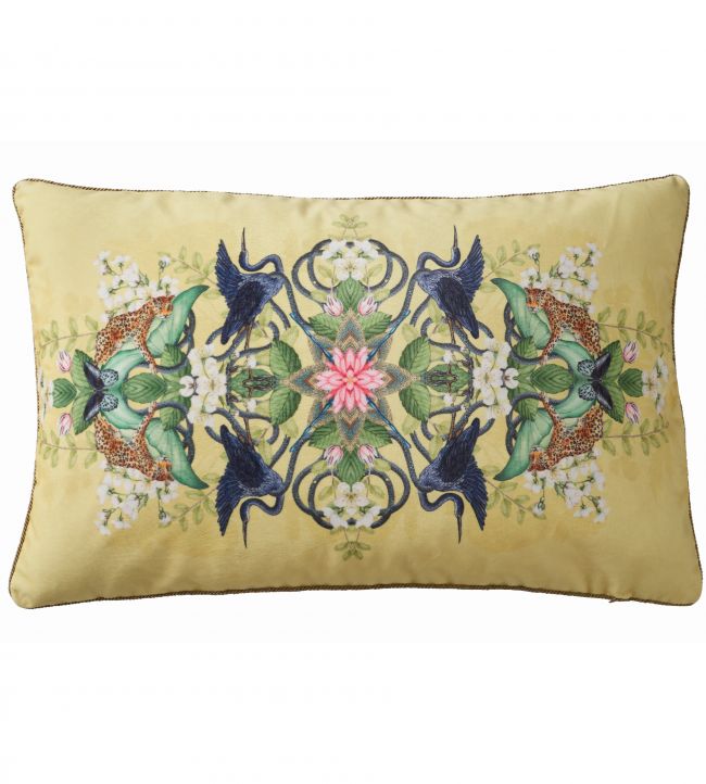 Wonderlust Tea Story Cushion - Gold - Clarke & Clarke