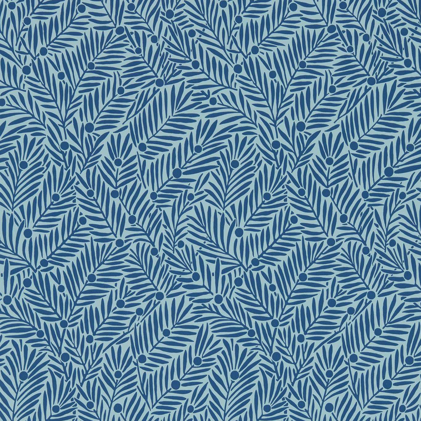 Yew & Aril Wallpaper - Blue - Bedford Park