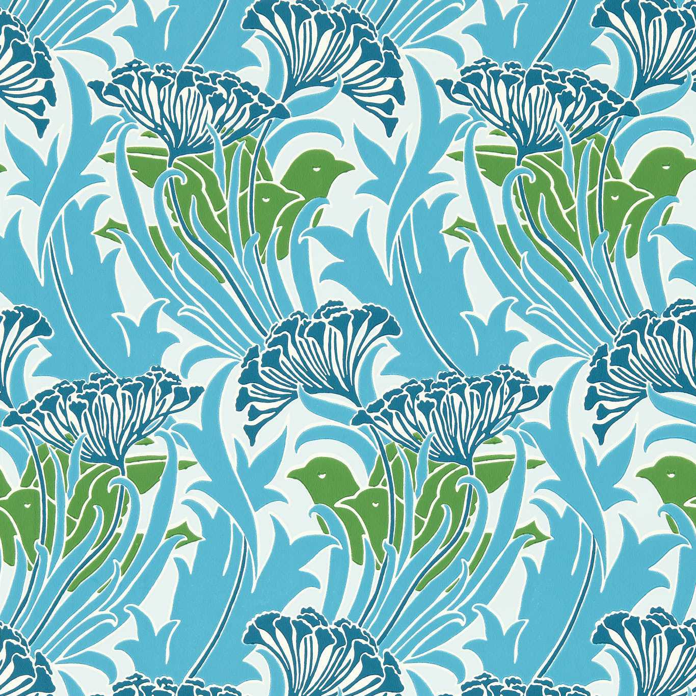 Laceflower Wallpaper - Blue - Bedford Park