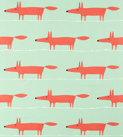 Mr Fox Fabric - Sage / Poppy