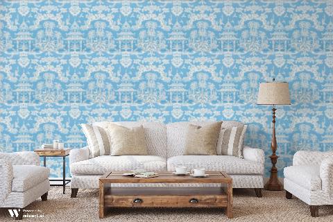 Lhasa Paper Aqua Wallpaper - Brunschwig & Fils