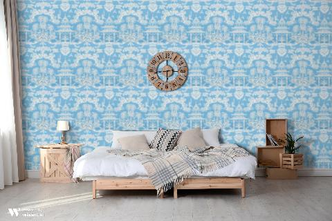 Lhasa Paper Aqua Wallpaper - Brunschwig & Fils